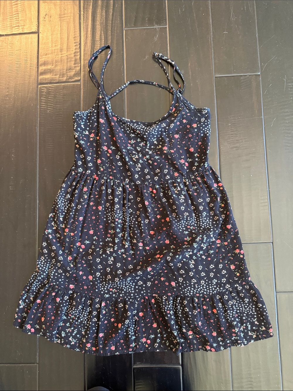 Aeropostale Black Floral Sundress with Ruffle Hem
